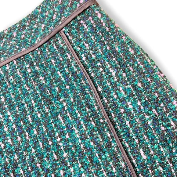 LOFT Fuzzy Wool Blend Mini Skirt Blue Green - Picture 4 of 7